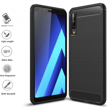 Juodas silikoninis carbon dėklas (GALAXY A7 2018)